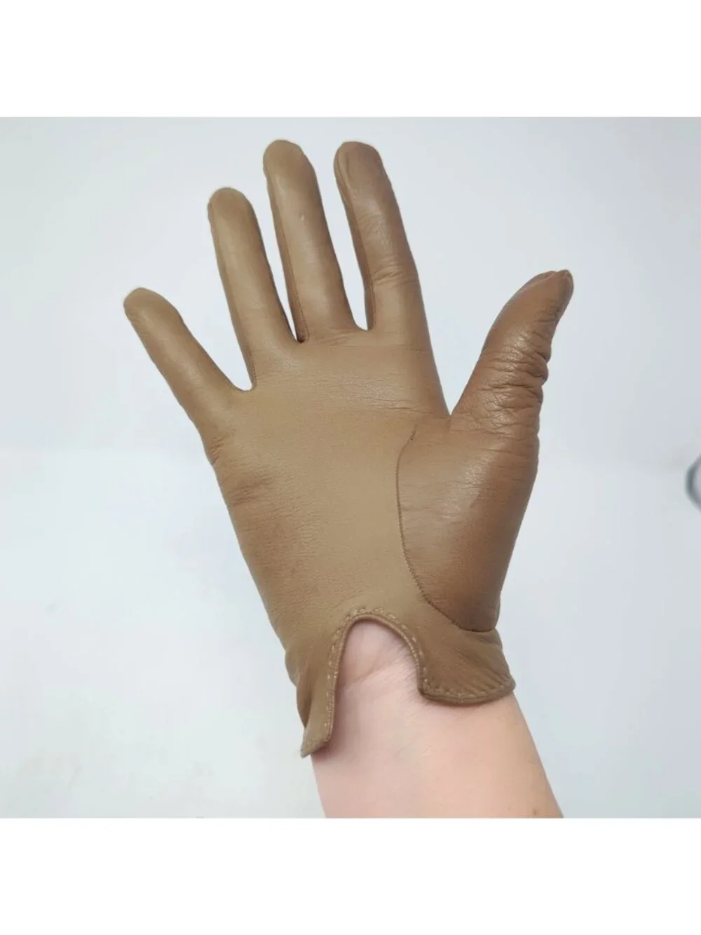 Vintage 60s Lionel Le Grand Tan Gloves 7 Leather Wrist Neiman Marcus